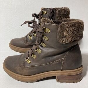 B-52 by BullBoxer Women' Lace Up Side Zip Textile Heeled Short Boots Dani Size 8